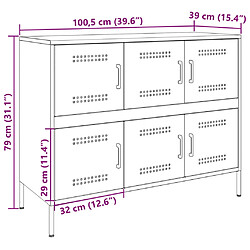 vidaXL Buffet vert olive 100,5x39x79 cm acier pas cher