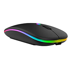 Souris Sans Fil LED Silencieuse pour Ordinateur Portable de Bureau Optique Rechargeable Noir