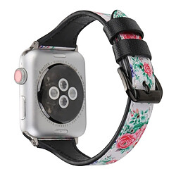 Acheter Wewoo Lettre T Forme Simple Floral Bracelet de montre en cuir véritable avec boucle en acier inoxydable pour Apple Watch séries 3 et 2 et 1 38 mm (blanc)