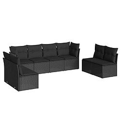 vidaXL Salon de jardin 8 pcs avec coussins noir résine tressée