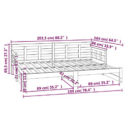 vidaXL Lit coulissant sans matelas blanc 2x(80x200)cm pas cher