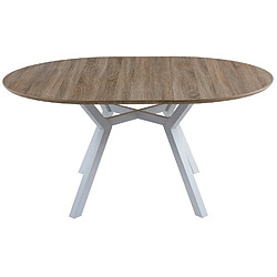 Pegane Table à manger ronde extensible en bois coloris chêne, pieds blanc - diamètre 120 - 160 x Hauteur 75 cm pas cher