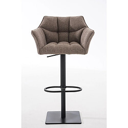 Decoshop26 Tabouret de bar chaise haute de comptoir couture carrées assise en tissu marron terre cadre en métal noir 10_0004698