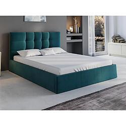 Lit coffre 180 x 200 cm - Tissu - Bleu canard + Matelas - ELIAVA de Pascal Morabito