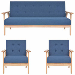 Maison Chic Ensemble de canapés 3 pcs, Canapé droit Sofa pour Salon Tissu Bleu -GKD819011