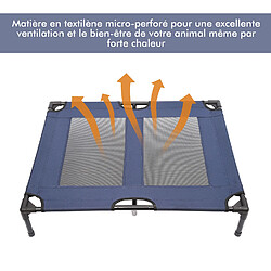 Pawhut Lit sur pieds XXL pour chien chat lit de camp animal 92L x 76l x 18H cm bleu marine pas cher