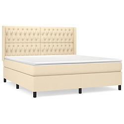 vidaXL Sommier à lattes de lit avec matelas Crème 180x200 cm Tissu