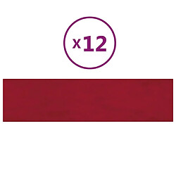 vidaXL Panneaux muraux 12 pcs Rouge bordeaux 60x15 cm Velours 1,08 m²