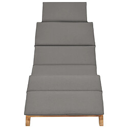 Maison Chic Chaise longue pliable avec coussin | Bain de soleil Relax | Transat gris foncé Bois de teck -GKD72810