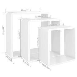 vidaXL Étagères murales sous forme de cube 3 pcs Blanc MDF pas cher