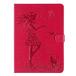 Etui en PU motif fille et chat rouge pour votre iPad mini (2021)