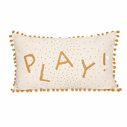 Coussin Déco Enfant Pompons 30x50cm Ocre