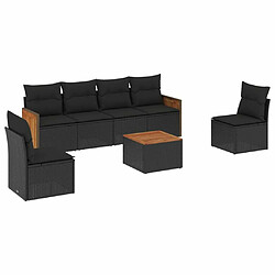 Maison Chic Salon de jardin 7 pcs avec coussins | Ensemble de Table et chaises | Mobilier d'Extérieur noir résine tressée -GKD11704