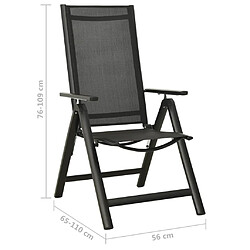 vidaXL Chaises pliables de jardin lot de 2 Textilène et aluminium Noir pas cher