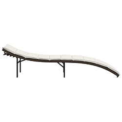 Maison Chic Chaise longue avec coussin | Bain de soleil Relax | Transat marron 55x199x50 cm résine tressée -GKD32977 pas cher