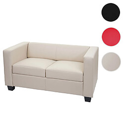 Mendler Canapé / sofa Lille, 2 places, 137x75x70cm, cuir reconstitué ~ crème