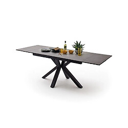 Inside 75 Table extensible NODA 160 x 90 cm plateau céramique anthracite pied acier laqué anthracite pas cher