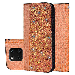 Wewoo Etui à rabat horizontal en cuir texturé avec texture paillettée et crocodile pour Huawei Mate 20 Pro, avec emplacements pour cartes et support (Orange)