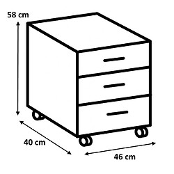 Acheter Pegane Caisson de bureau 3 tiroirs coloris imitation béton clair/graphite - Longueur 46 x Hauteur 58 x Profondeur 40 cm