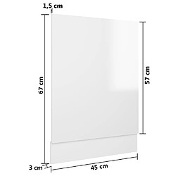 vidaXL Panneau de lave-vaisselle Blanc brillant 45x3x67 cm Aggloméré pas cher