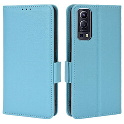 Etui en PU magnétique, texture litchi, antichoc avec support, bleu clair pour votre Vivo Y72 5G (Global Version)/Y52 5G/Y53s 5G/iQOO Z3 5G/T1x/iQOO Z5x