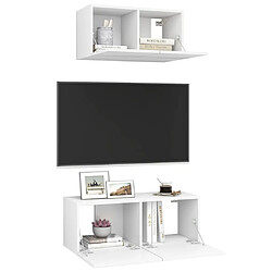 Avis Maison Chic Ensemble de meubles TV 2 pcs | Banc TV Moderne pour salon | Meuble de Rangement - Blanc Aggloméré -MN19118