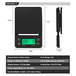 Universal 3kg/0,1g Goutte-à-goutte café échelle et minuterie Tableau de cuisine numérique électronique portable Balance de haute précision(Le noir) pas cher