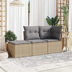 Maison Chic Salon de jardin avec coussins 3 pcs | Ensemble de Table et chaises | Mobilier d'Extérieur beige résine tressée -GKD41698