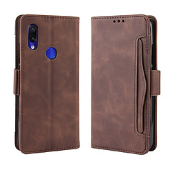 Wewoo Housse Coque Étui en cuir de style portefeuille skin veau pour Xiaomi Redmi 7avec fente carte séparée Marron