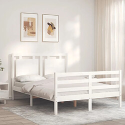 Avis Maison Chic Cadre/structure de lit avec tête de lit pour adulte - Lit Moderne Chambre blanc petit double bois massif -MN67586