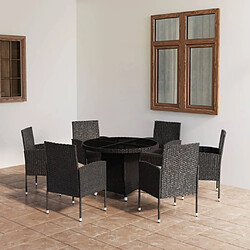 Maison Chic Ensemble de salle à manger de jardin 7 pcs,Table et chaises d'extérieur pour relax Résine tressée Noir -GKD542713