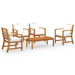 Maison Chic Salon de jardin 5 pcs - Table et chaises d'extérieur - Mobilier/Meubles de jardin Moderne avec coussin Bois d'acacia solide -MN31134