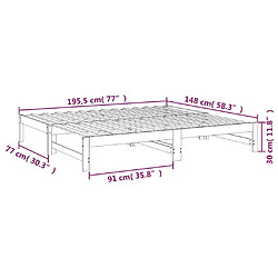 vidaXL Lit coulissant sans matelas blanc 2x(75x190) cm pas cher