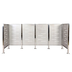 Avis Mendler Clôture pour poubelles HWC-J55, Cache-poubelle Rangement pour poubelles, 150x325x85cm métal ~ inox