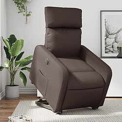 Maison Chic Fauteuil Relax pour salon, Fauteuil inclinable électrique marron similicuir -GKD18734