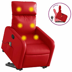 Maison Chic Fauteuil Relax pour salon, Fauteuil inclinable de massage Rouge Similicuir -GKD85286