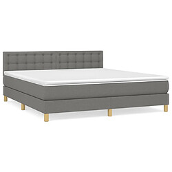 vidaXL Sommier à lattes de lit avec matelas Gris foncé 160x200cm Tissu