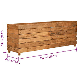 vidaXL Lit surélevé 150x40x55 cm bois de teck recyclé et acier pas cher