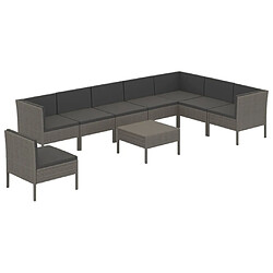 Maison Chic Salon de jardin 9 pcs + coussins - Mobilier/Meubles de jardin - Table et chaises d'extérieur Résine tressée Gris -MN61878