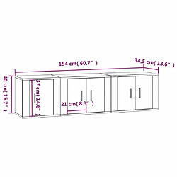 vidaXL Ensemble de meubles TV 3 pcs Blanc brillant Bois d'ingénierie pas cher