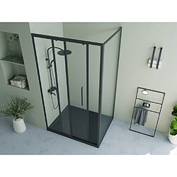 Acheter Vente-Unique Paroi de douche avec porte coulissante noir mat style industriel - 120 x 80 x 195 cm - TORONI