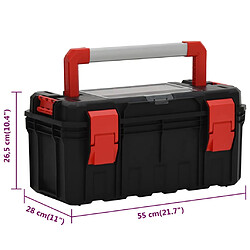 vidaXL Boîte à outils Noir et rouge 55x28x26,5 cm pas cher