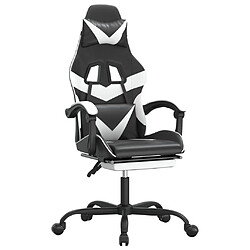 vidaXL Chaise de jeu avec repose-pied Noir et blanc Similicuir