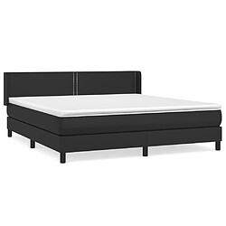 vidaXL Sommier à lattes de lit avec matelas Noir 180x200 cm Similicuir