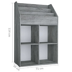 vidaXL Porte-revue pour enfants Gris béton 71x30x114cm Bois ingénierie pas cher