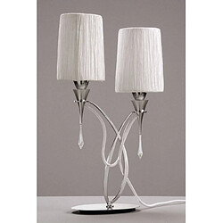 Luminaire Center Lampe de Table Lucca 2 Ampoules E27, chrome poli avec Abat jour blancs & cristal transaparent