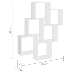 vidaXL Étagère murale cube Blanc 78x15x93 cm Bois d’ingénierie pas cher