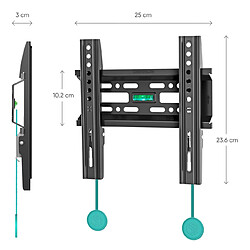 ONKRON Support TV Mural Fixe pour 17 - 43 Pouces TV & Ecran, Accroche TV Mural Universel Poids jusqu'à 30 kg - Fixation Murale TV Fixe VESA 75x75 - VESA 200x200 mm/Support Tele Mural Fixe FM1-B Noir