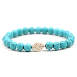 60x Turquoise Feuille Perles Arbre Feuille Collier Bracelets Artisanat Breloques