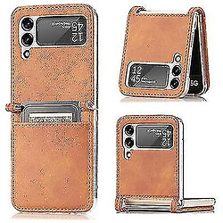 Universal Étui de téléphone en cuir PU pliant pour Samsung Galaxy Z Flip 3 - Brown